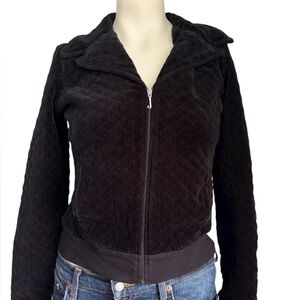 Juicy couture black quilted velour full zip jacket sweater